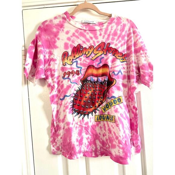 DAYDREAMER LA Revolve Rolling Stones Voodoo Lounge Weekend Tee Pink Tie Dye Sz S - Picture 2 of 6